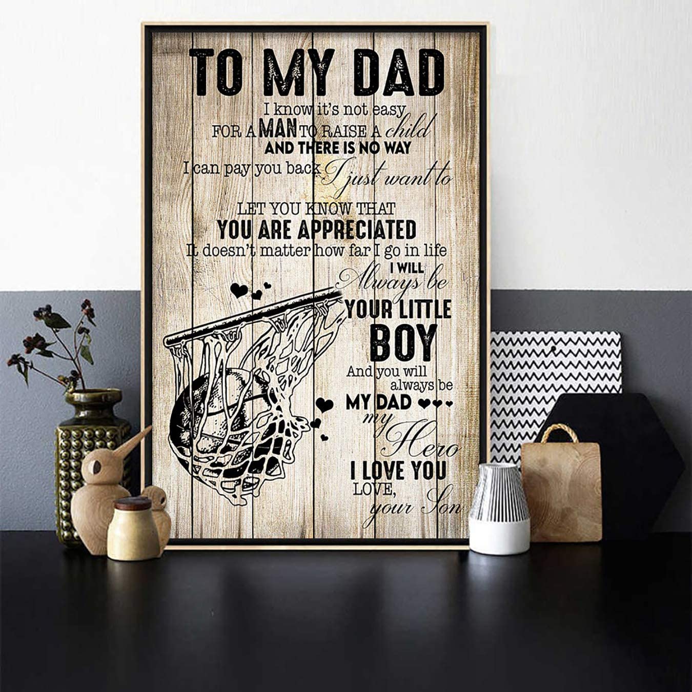 Poster Basketball Little Boy to Dad- House Decor – Motivational Wall Art – Aesthetic Posters – Vintage Posters