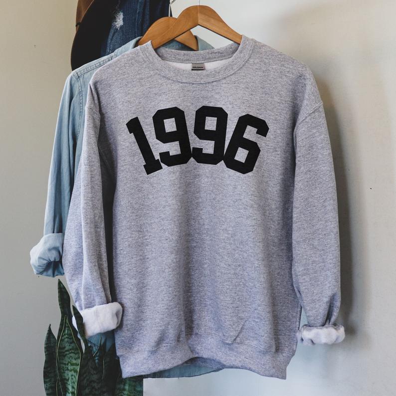1996 Birthday Year College Style Number Sweatshirt, 25Th Birthday Sweater, 25Th Birthday Gift, Unisex 1996 Birthday Sweatshirt T-Shirt