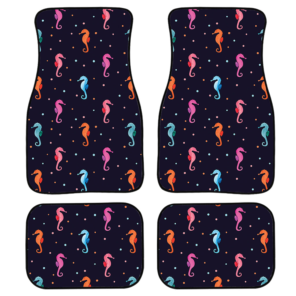 Colorful Seahorse Pattern Print Front And Back Car Floor Mats, Front Car Mat