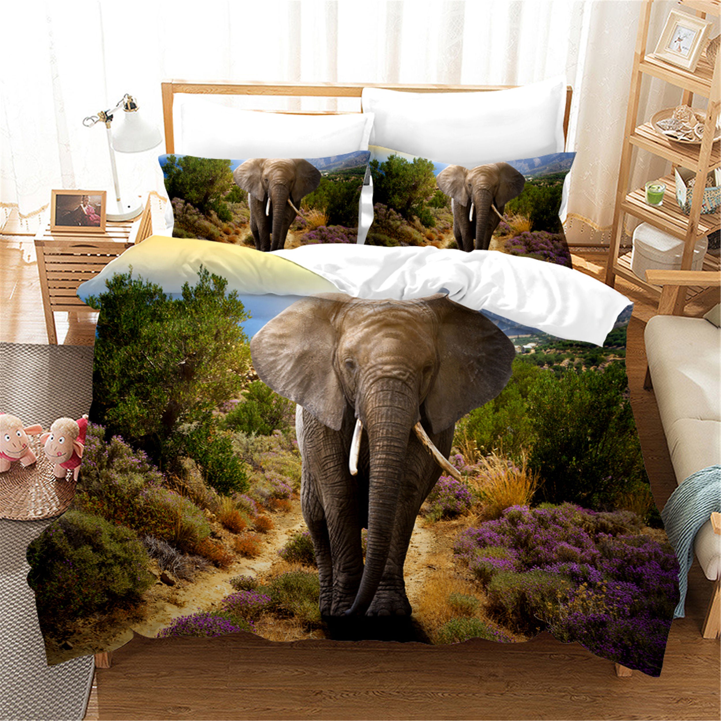 3D Jungle Elephant Quilt Cover Set Bedding Set Pillowcases 136