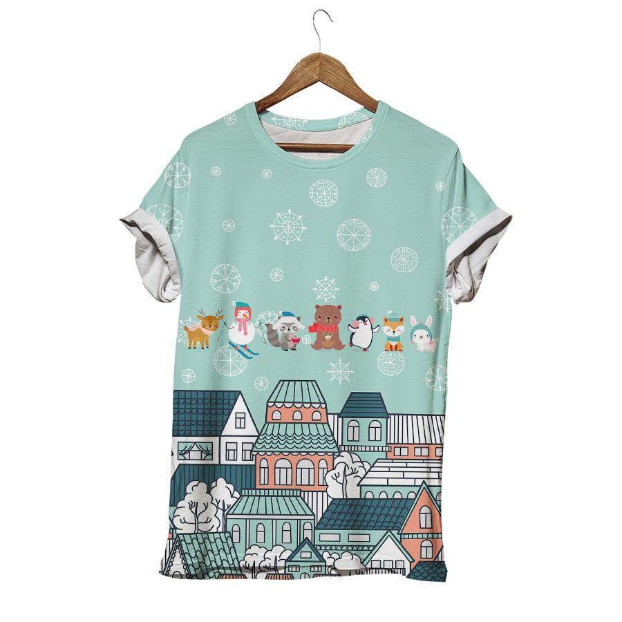 Christmas Animals Snowmen Christmas Playing In Winter Rabbit T-shirt