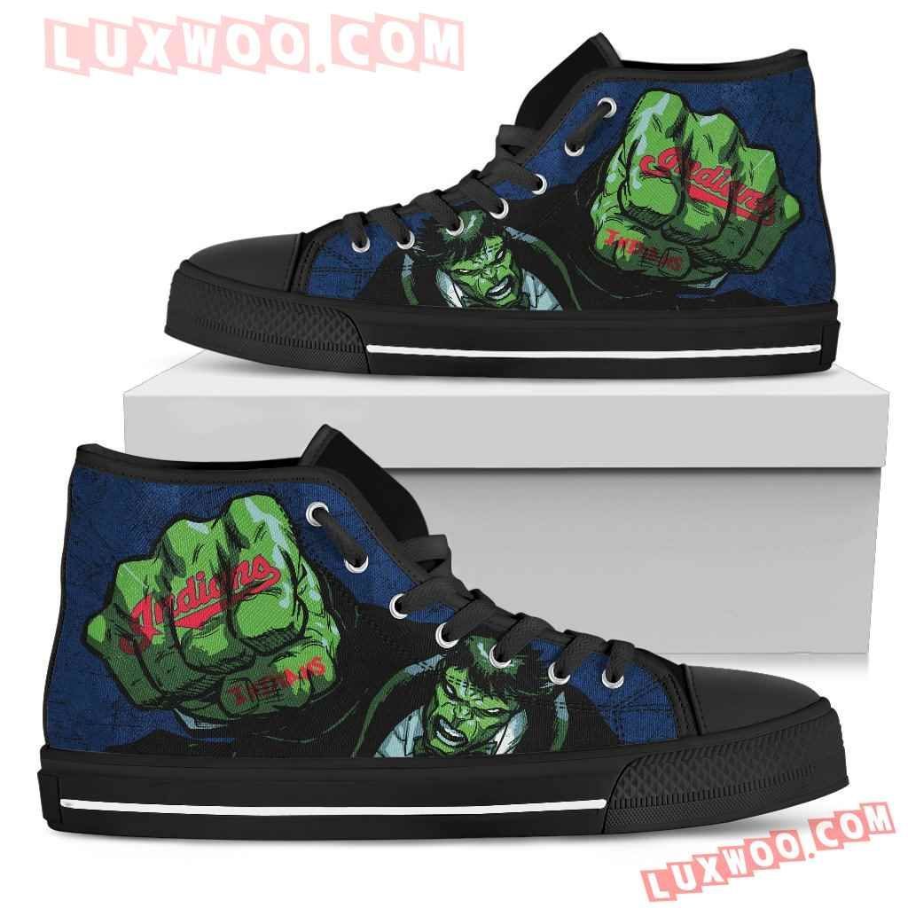 Hulk Punch Cleveland Indians High Top Shoes Sport Sneakers