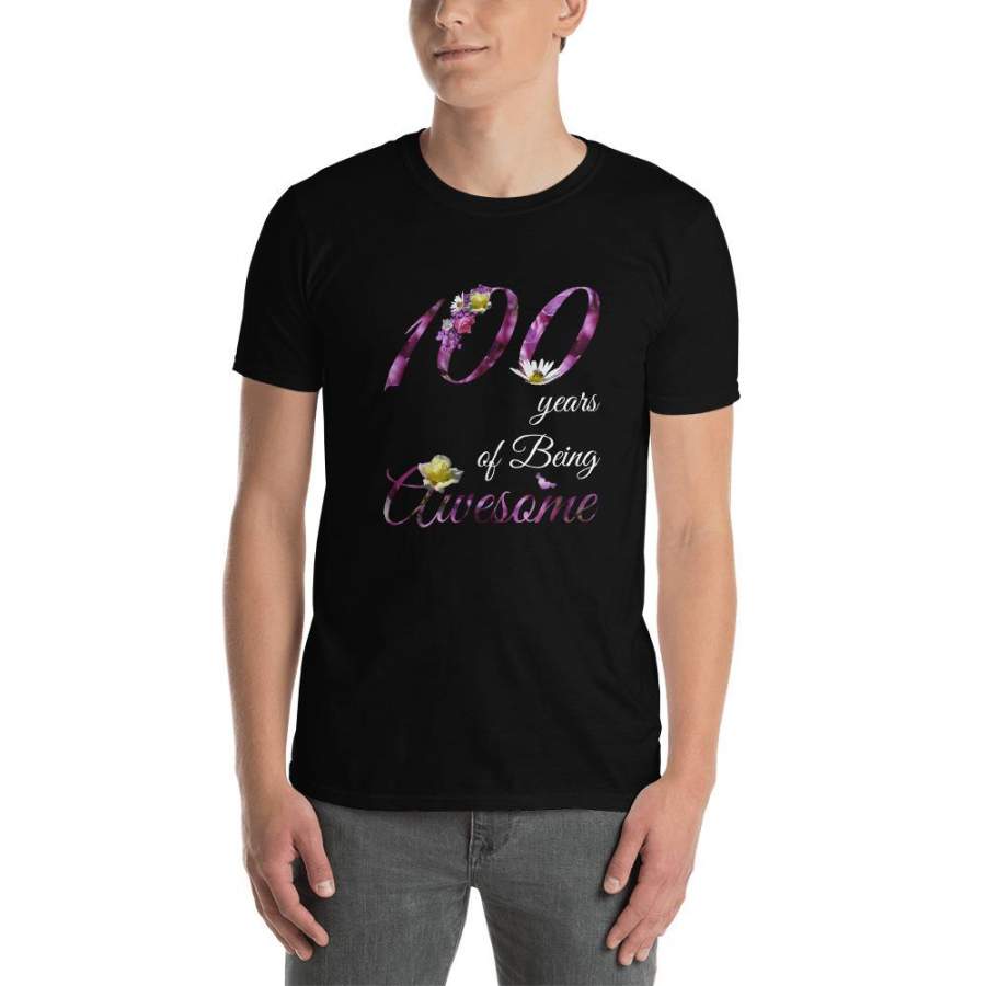 100 Year Old Shirt Awesome Floral 1919 100th Birthday Gift Short-Sleeve Unisex T-Shirt