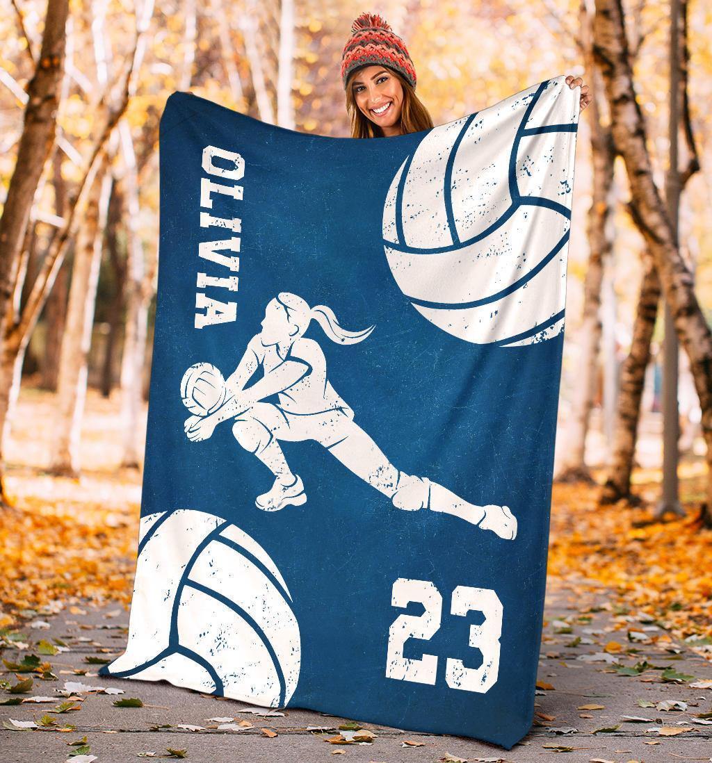 [Personalized Name & Number] Volleyball –  Unique Gifts Home Decor Gift For Family – Sherpa Blanket Fleece Blanket