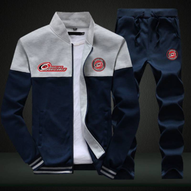 Carolina Hurricanes Sweatshirt +Sweatpants Mens Clothing 2 Pieces Sets Slim Tracksuit