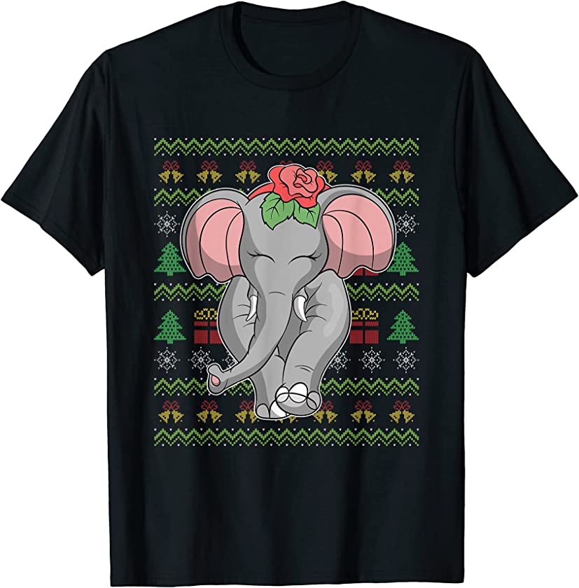 Ugly Christmas Zoo Animal Merry Xmas Africa Safari Elephant T-Shirt