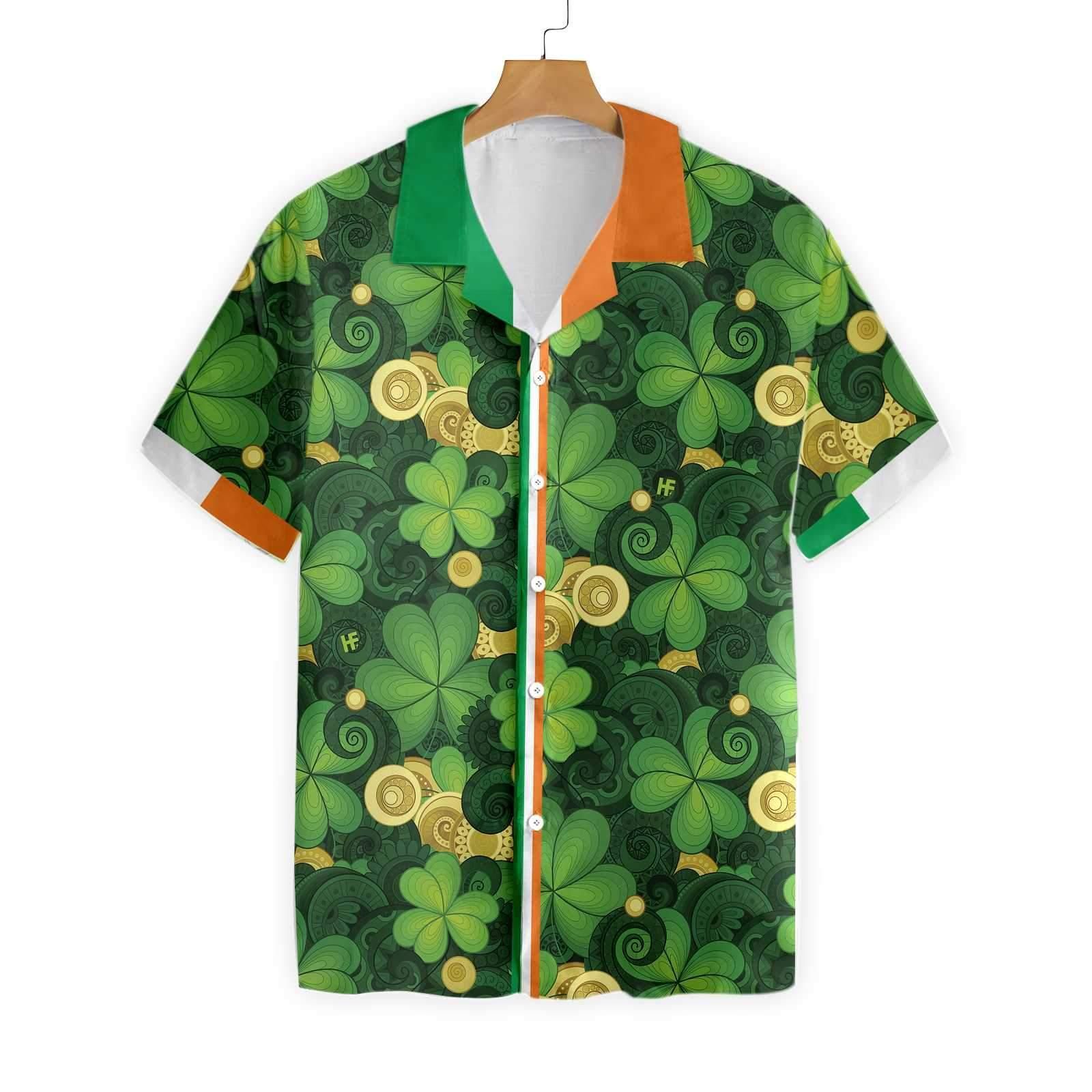 Shamrock And Gold Coins Saint Day Irish Ireland 1501 Hawaii Shirt Ha94288