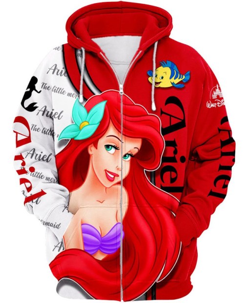 Ariel Zip Up Hoodie Gift For Anime Fan 3D Full Printing Zipper 7922