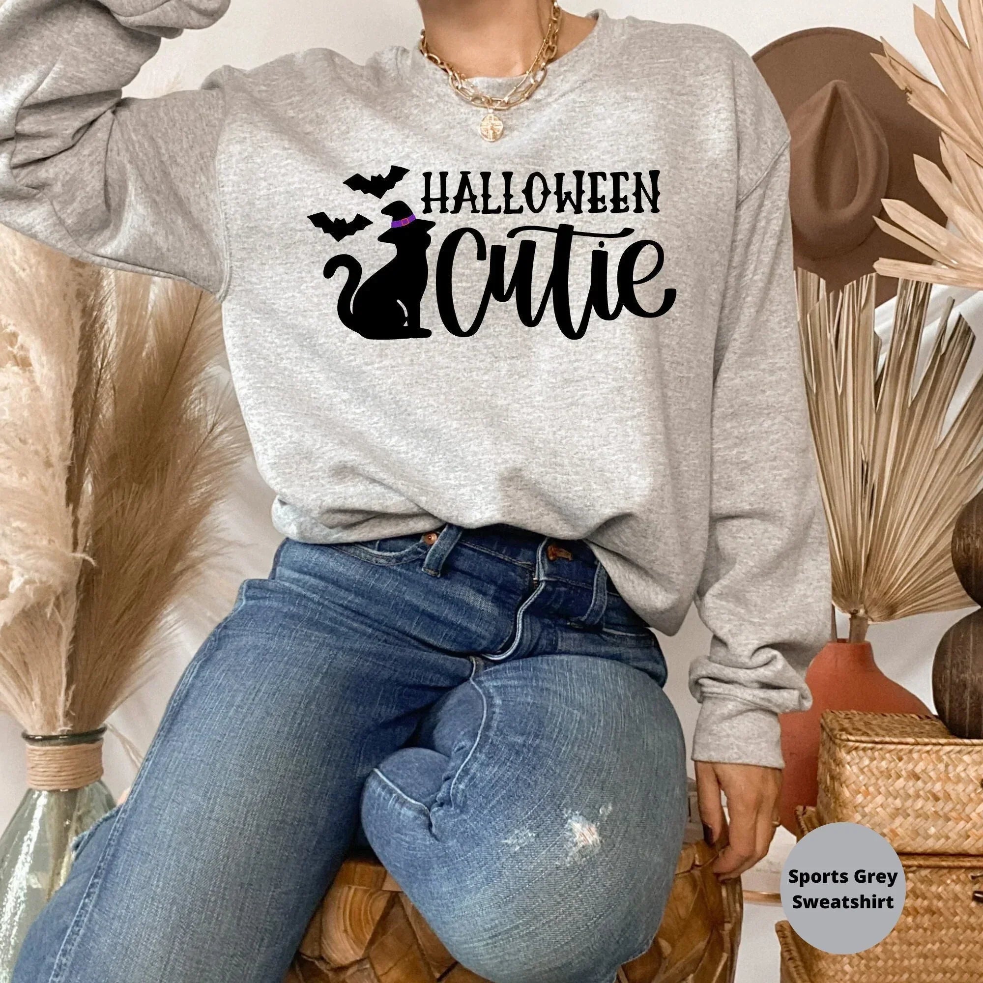 Halloween Sweater, Halloween Cutie Crewneck, Funny Kids Halloween Shirt, Cute Halloween Hoodie, Halloween Cat Shirt, Baby Halloween Shirt Designed By LightMyShirt