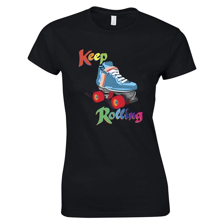 Keep On Rolling Derby Girls Roller Skate Jammer Vintage Retro Womens T-Shirt