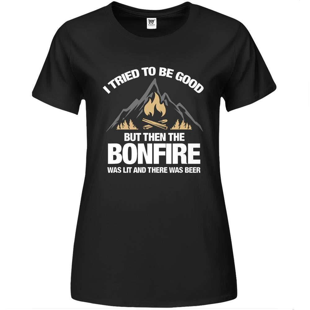 Bonfire Camper Camping Travel Campfire Traveling Nature Gift Premium Womens T Shirts