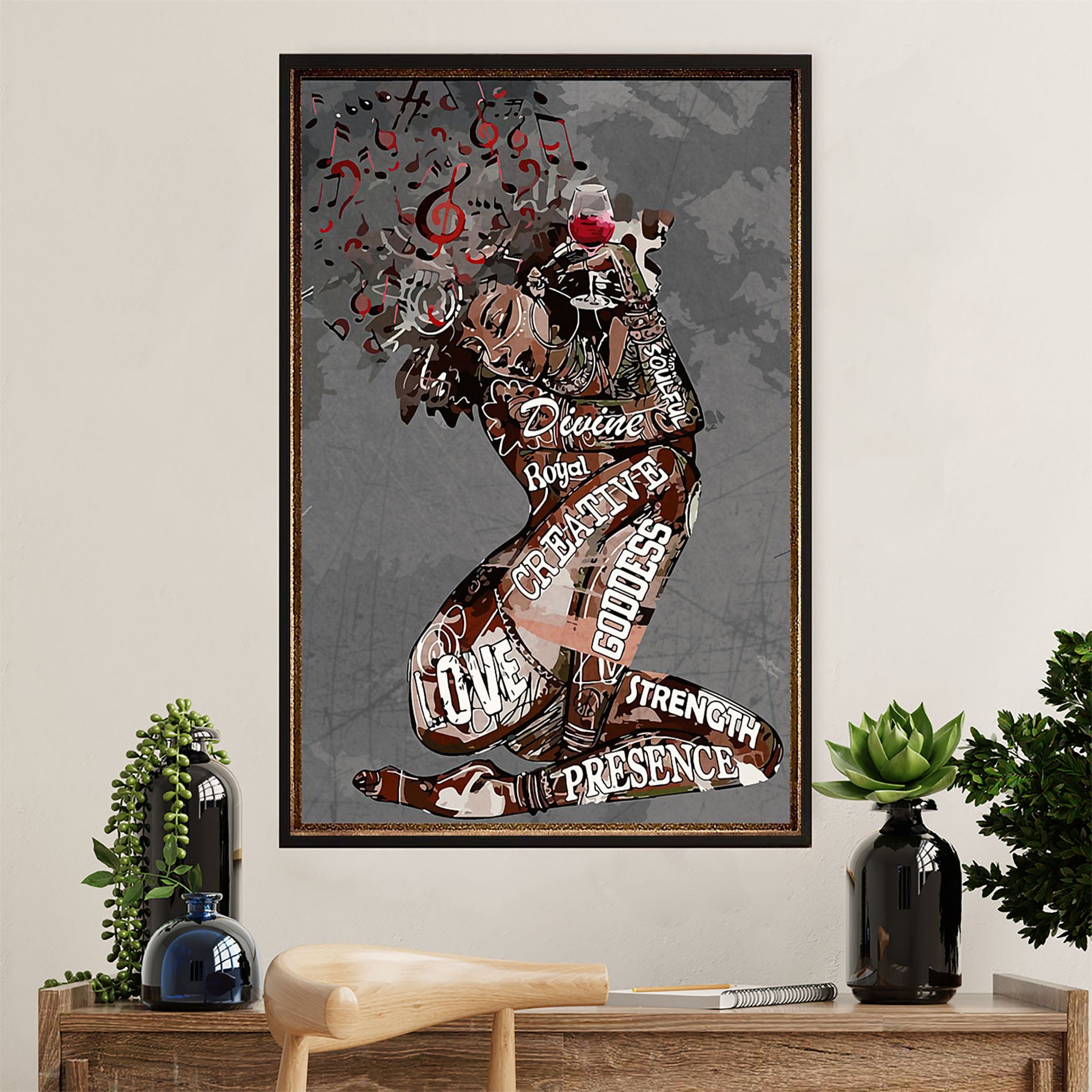 African American Afro Poster Prints | Strong Girl | Wall Art Gift For Black Girl