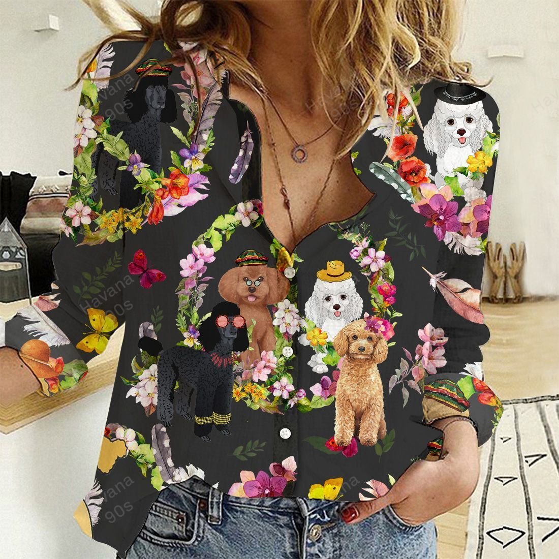 Poodle Hawaii Shirt Dog Hippie Floral Ha62595