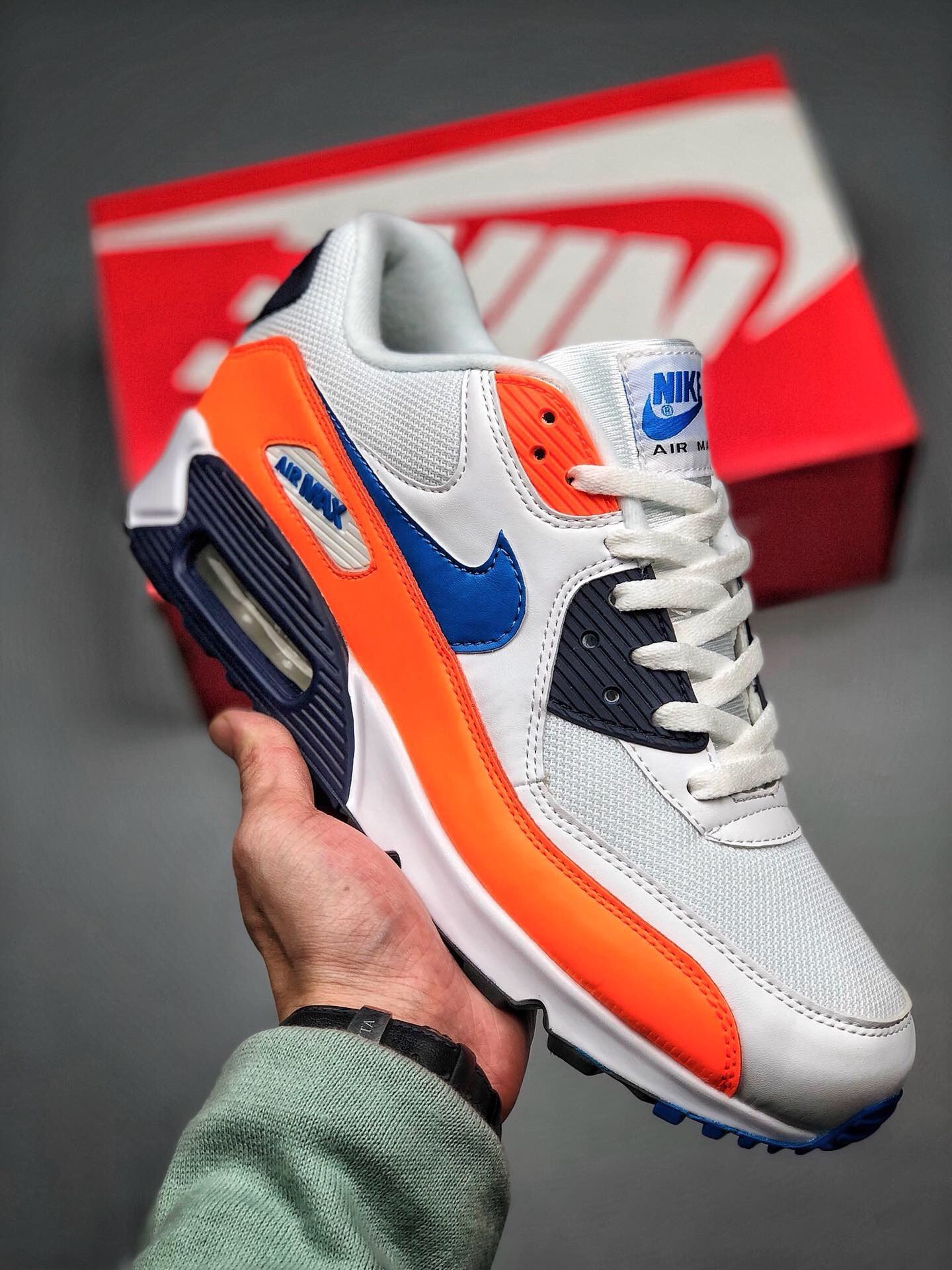 Nike Air Max 90 WhiteTotal OrangeMidnight NavyPhoto Blue 5339674