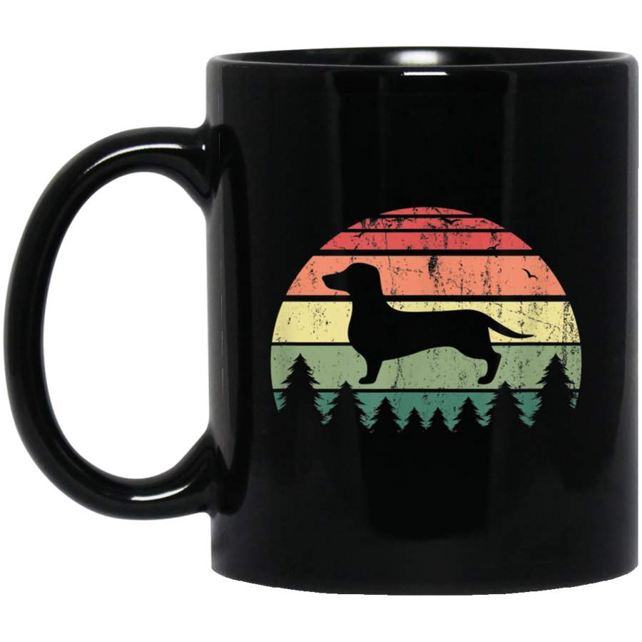 Dachshund Dog Sunset Retro Vintage Silhouette Gift Mug