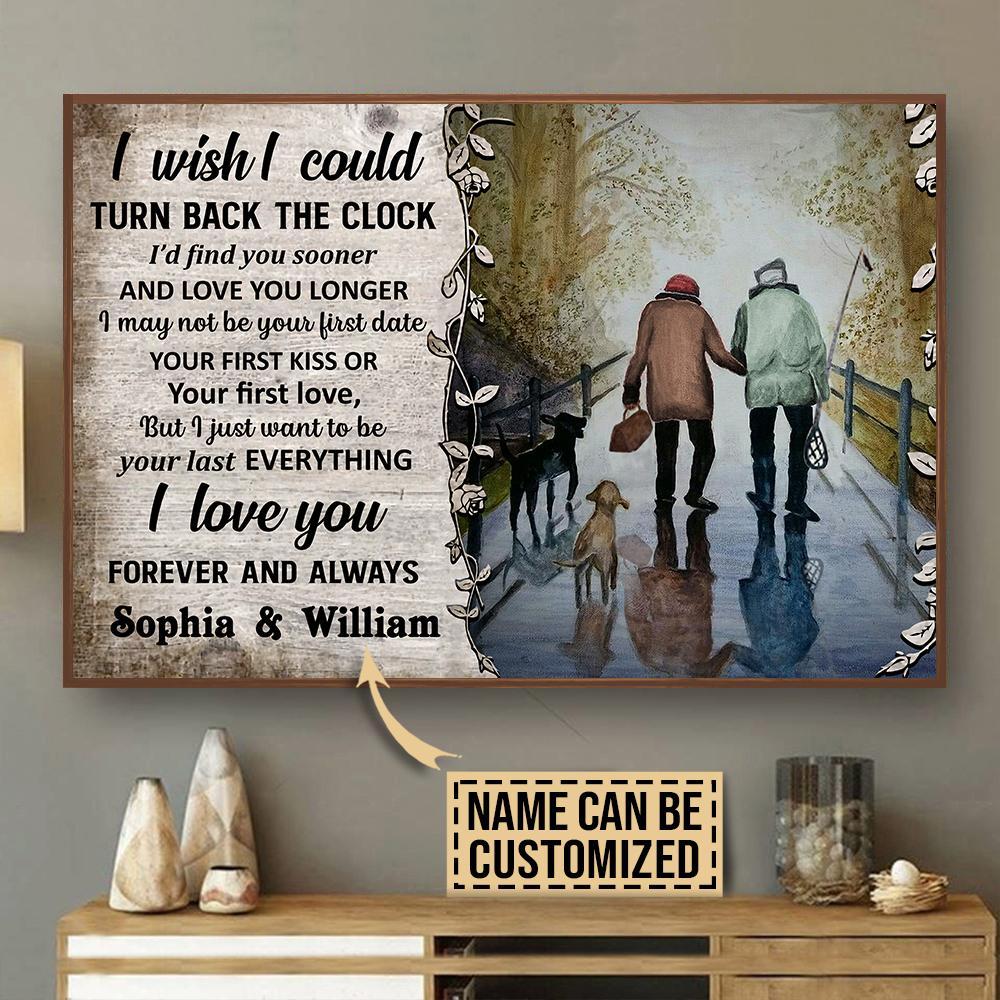 Aeticon Gifts Personalized Fishing Turn Back The Clock Canvas Mom Dad Gift Home Decor