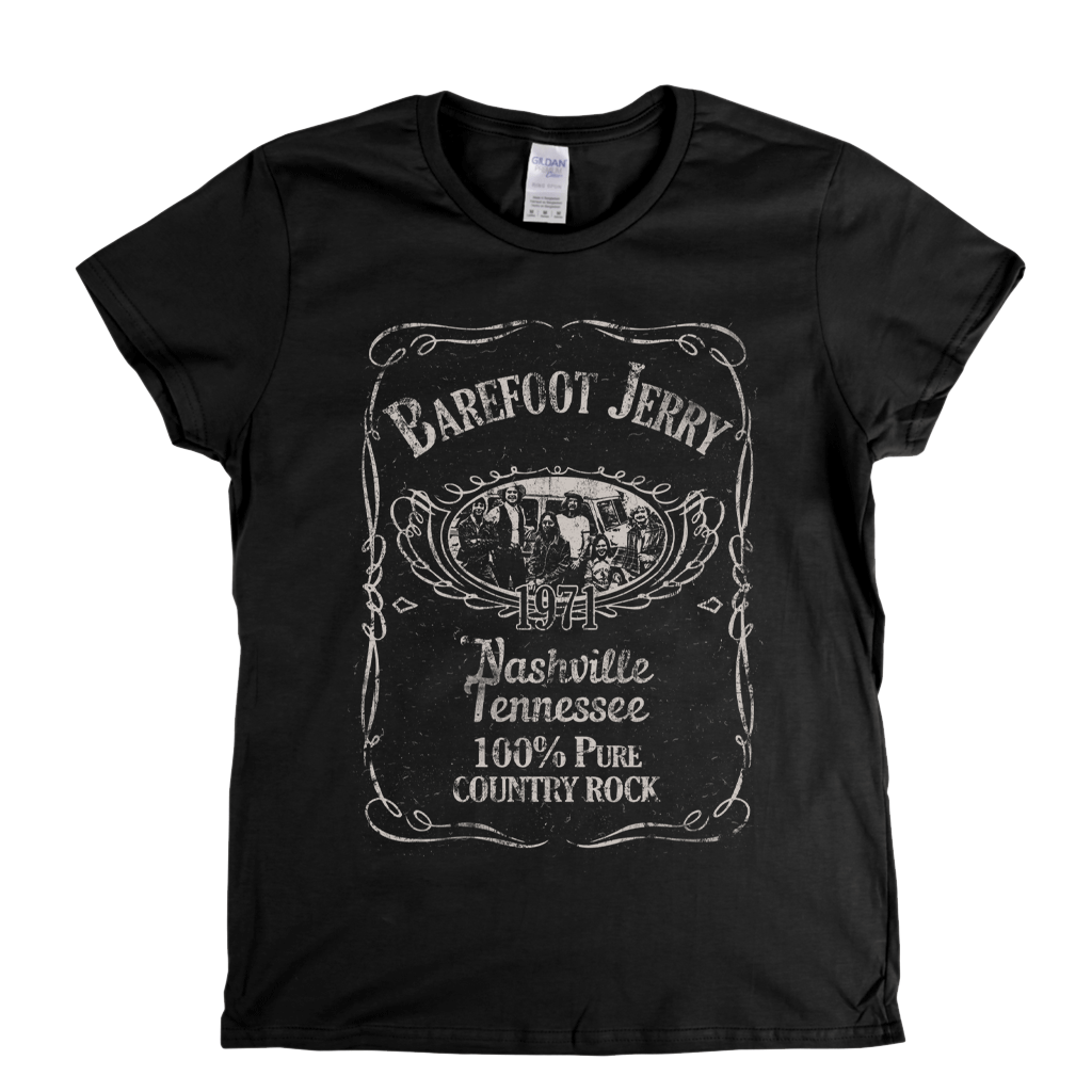 Barefoot Jerry Liquor Label Womens T-Shirt