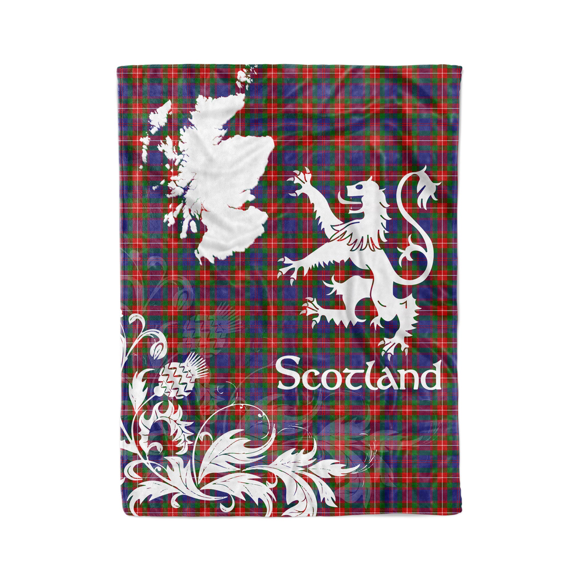 Tartan Plaid Fleece Blanket Tartan Blanket Thistle And Lion Scottish Clan Fraser Of Lovat Plaid Blanket