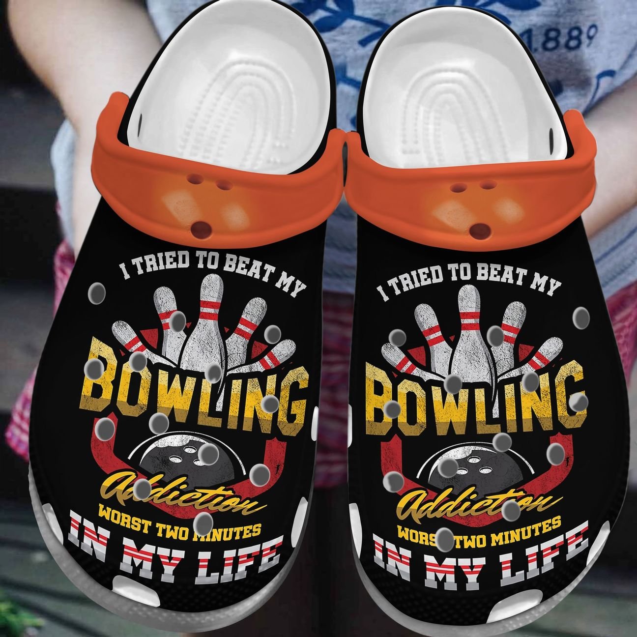 Bowling Personalized Clog, Custom Name, Text, Color, Number Fashion Style For Women, Men, Kid, Print 3D Bowling Addict