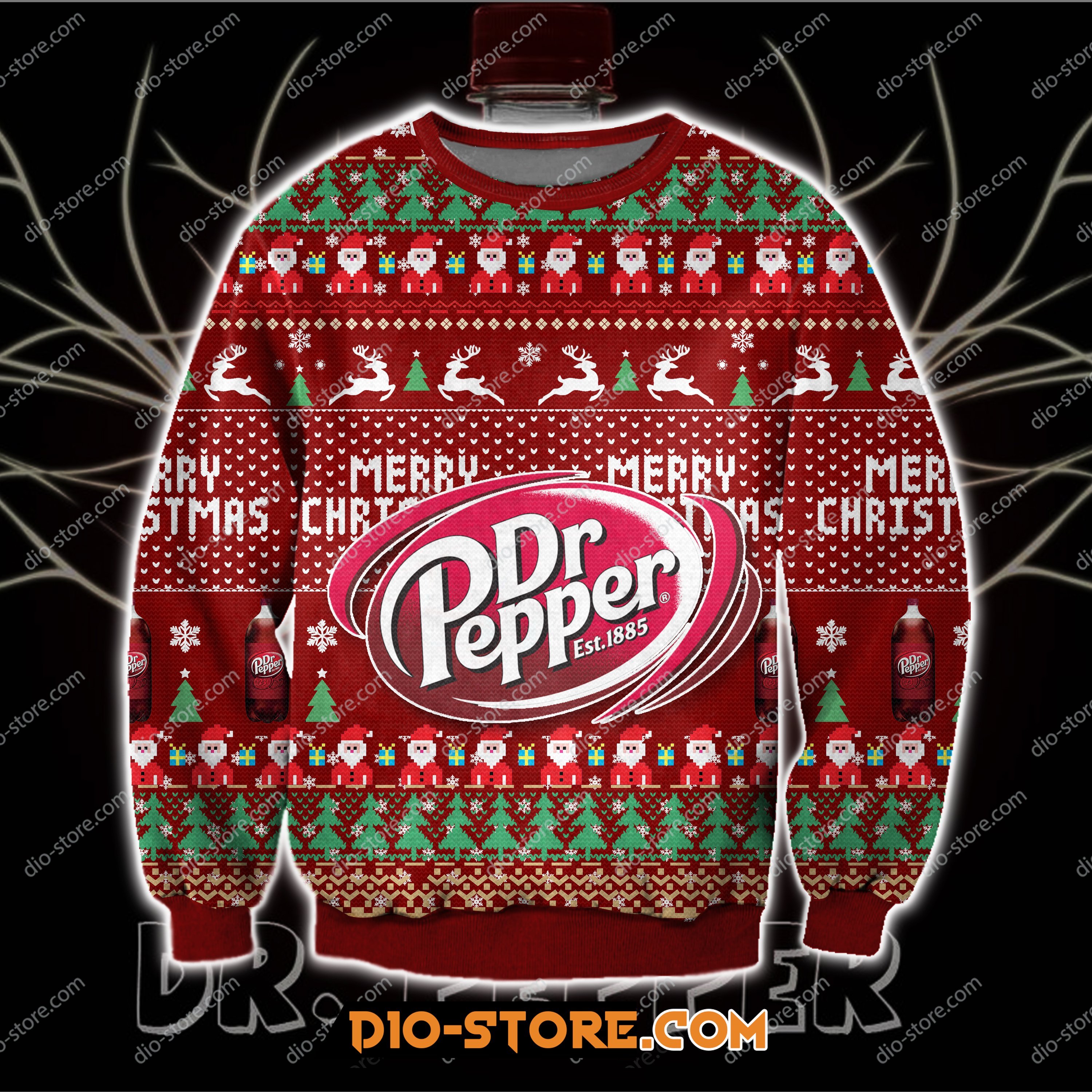 3D Print Knitting Pattern Dr Pepper Ugly Christmas Sweater Hoodie All Over Printed Cint10317