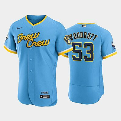 Brandon Woodruff 53 2022-23 City Connect Milwaukee Brewers Jersey – Powder Blue