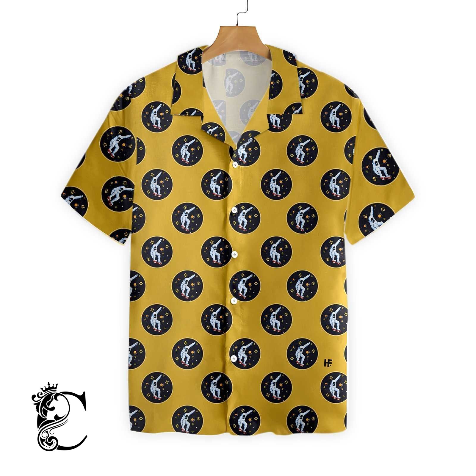 Astronaut Binance Coin Moon Pattern Hawaiian Shirt