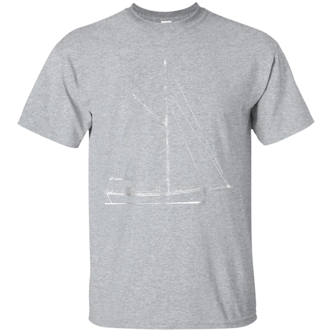 Vintage Retro Sailboat Blueprint T-Shirt