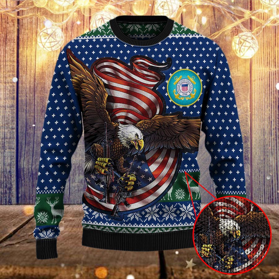 Armed Forces Uscg Coast Guard Military Vva Vietnam Veterans Day Gift For Father Dad Christmas Ugly Sweater