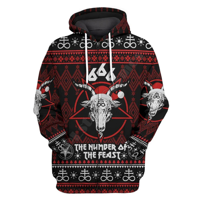 666 The Number Of The Feast Ugly Christmas 3D Printed Hoodies Streetwear Women For Men Sweater/Sweatshirt/Zipper Hoodies alx