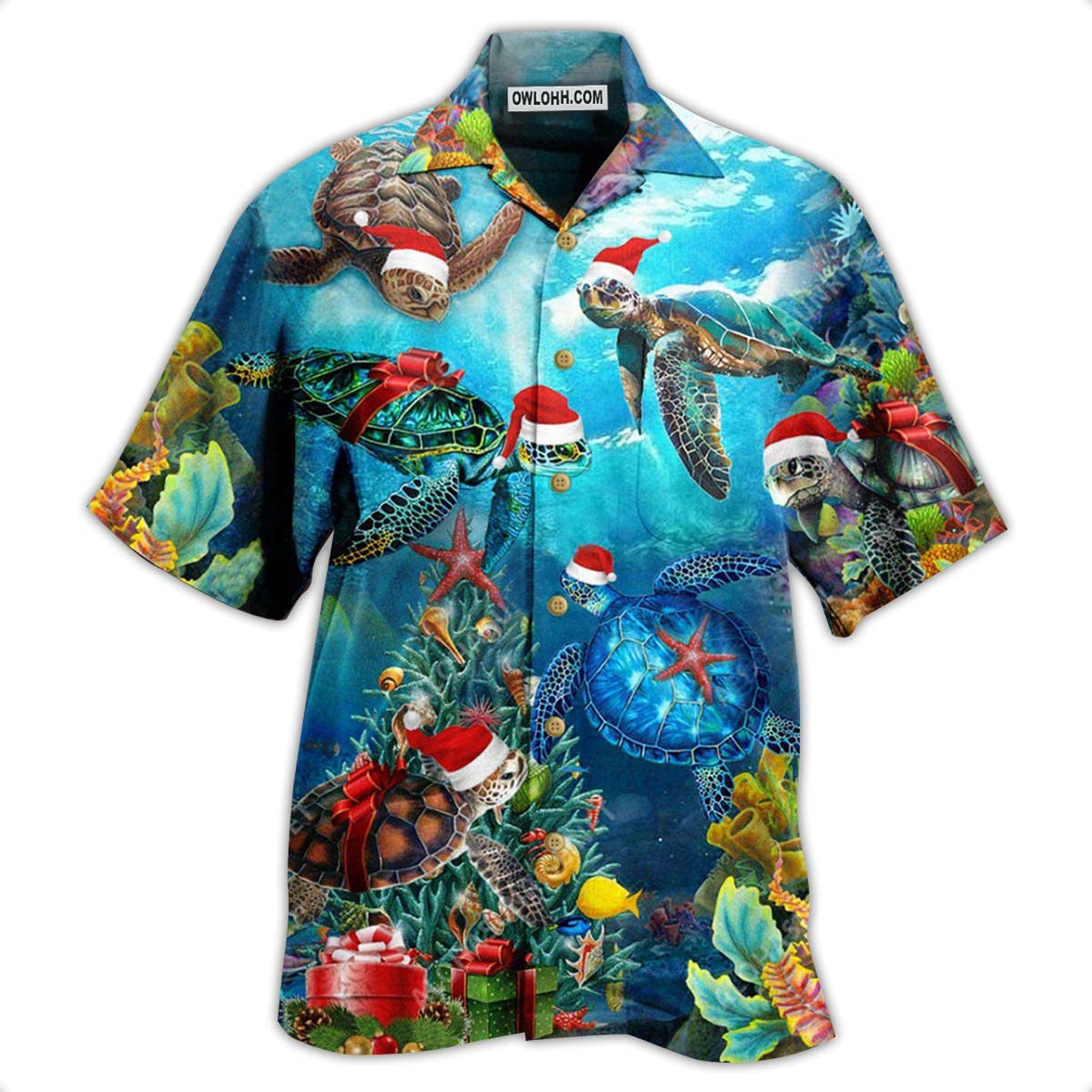 Turtle Love Christmas And Ocean – Hawaiian Shirt  – Owl Ohh