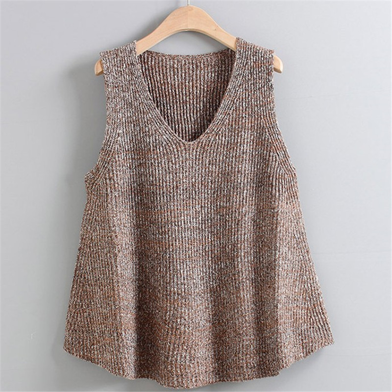 A Version Loose Large Size Pullover Wool Jumper Spring Autumn V Neck Sweater Vest Women’s Sleeveless Knitted Waistcoat Blouse alx