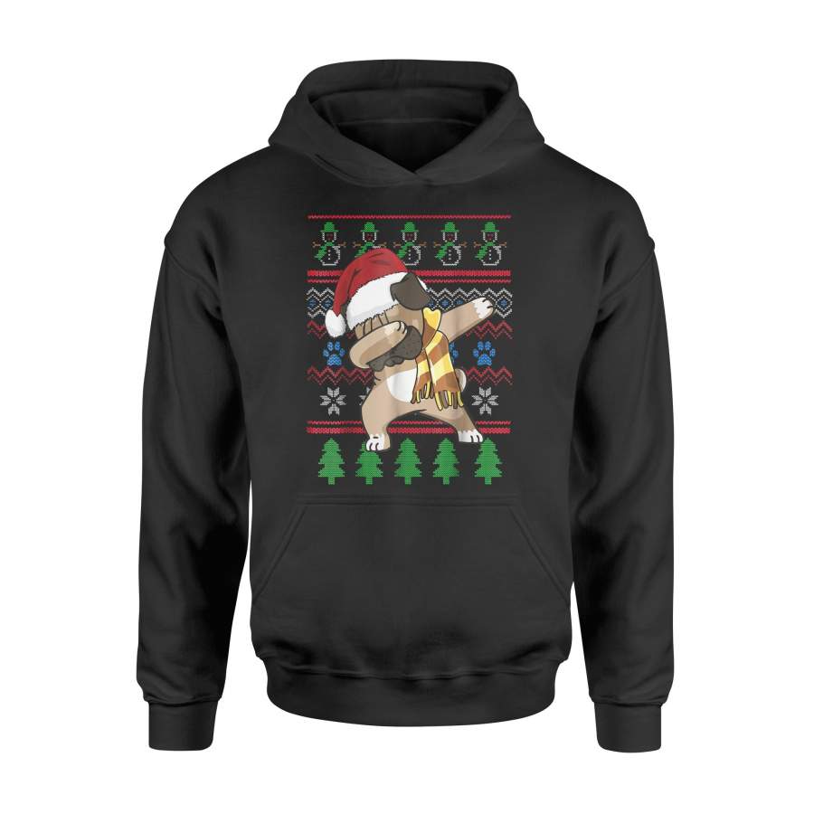 Pug Dabbing Santa Hat Ugly Sweater Style Christmas T-Shirt – Standard Hoodie