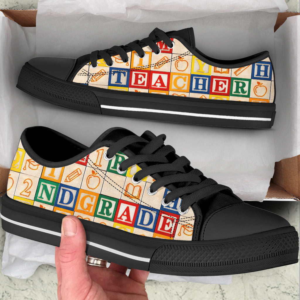 2Nd Grade Teacher Low Top Shoes Canvas Shoes School Shoes Al Wooden Low Top