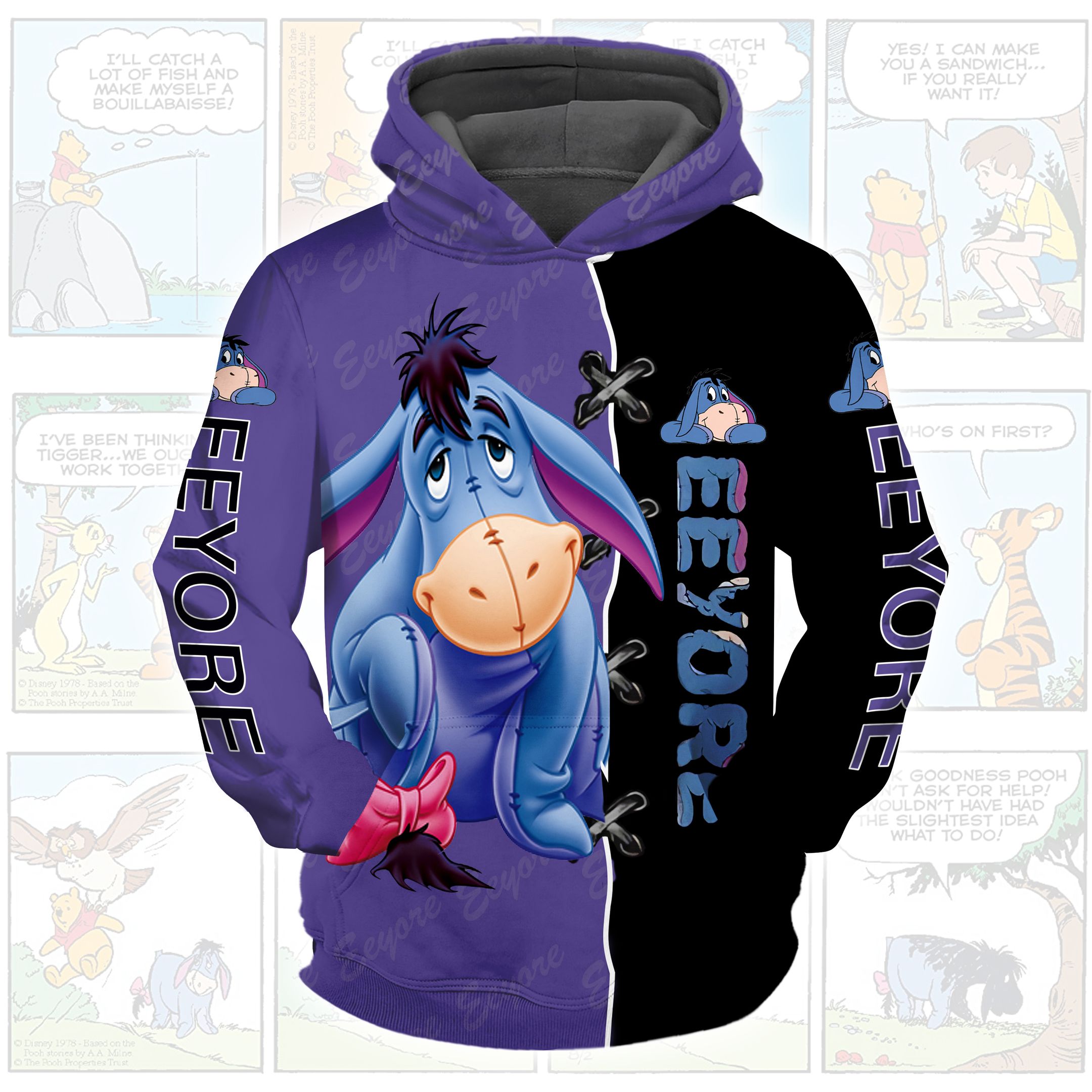 Winnie The Pooh Cartoon Eeyore Xx Hoodie All Over Printed 3D Unisex Men Women