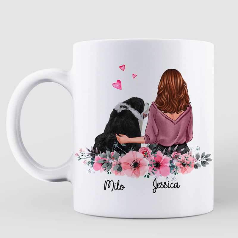 Just A Woman Who Loves Her Dog Floral Personalized Mug