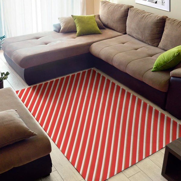 Candy Cane Stripe Pattern Print Area Rug