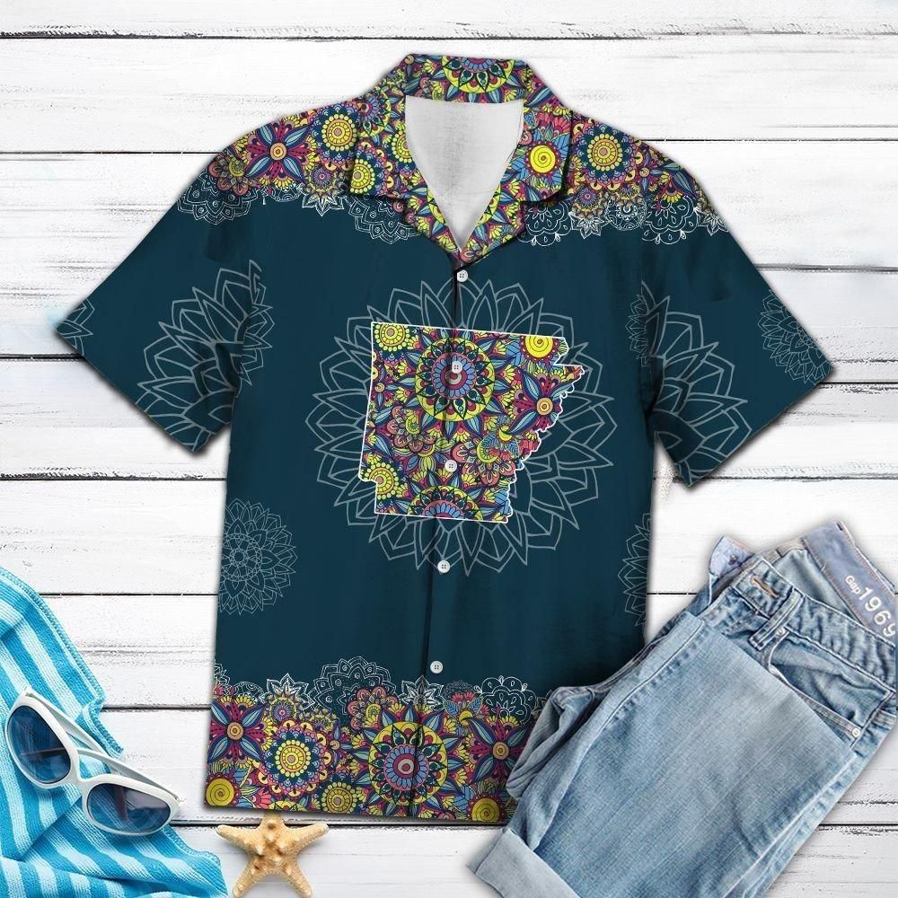 Arkansas Mandala Aloha Hawaiian Shirt Colorful Short Sleeve Summer Beach Casual Shirt For Men And Women