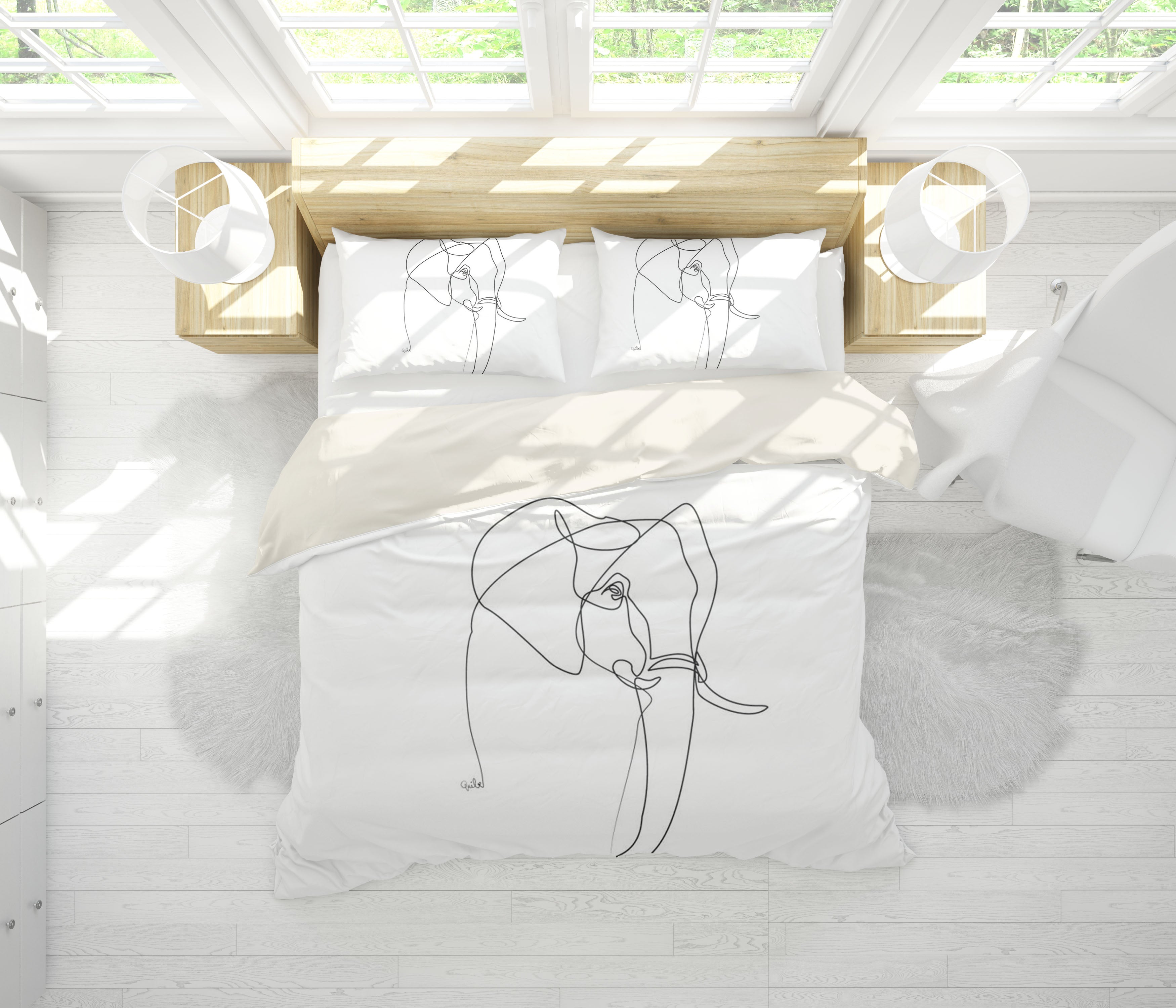 3D Elephant Simple Line Drawing Quilt Cover Set Bedding Set Pillowcases  37