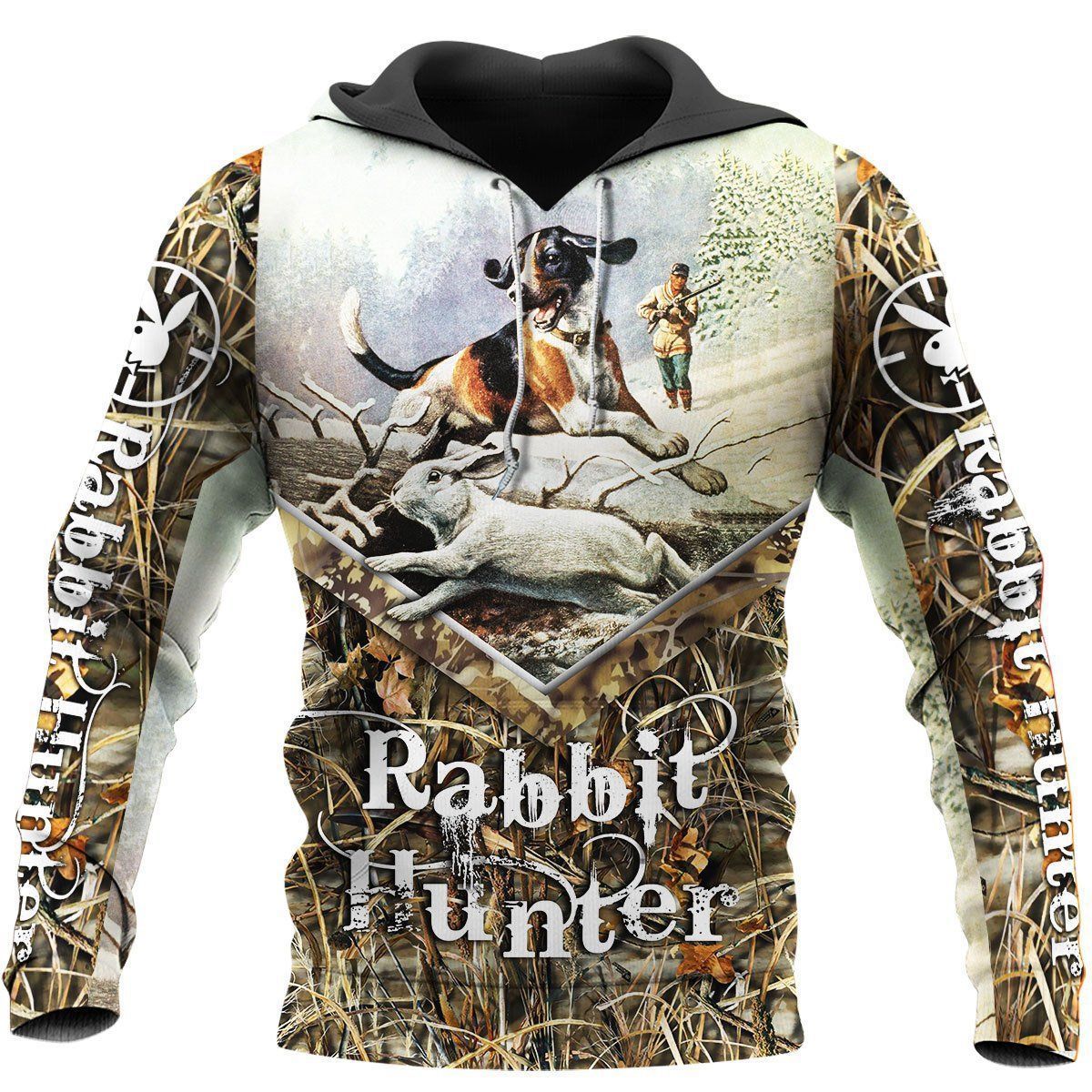 Rabbit Beagle Hunting Camouflage Awesome 3D Printed Sublimation Hoodie Hooded Sweatshirt Comfy Soft And Warm For Men Women S to 5XL CTC1301203