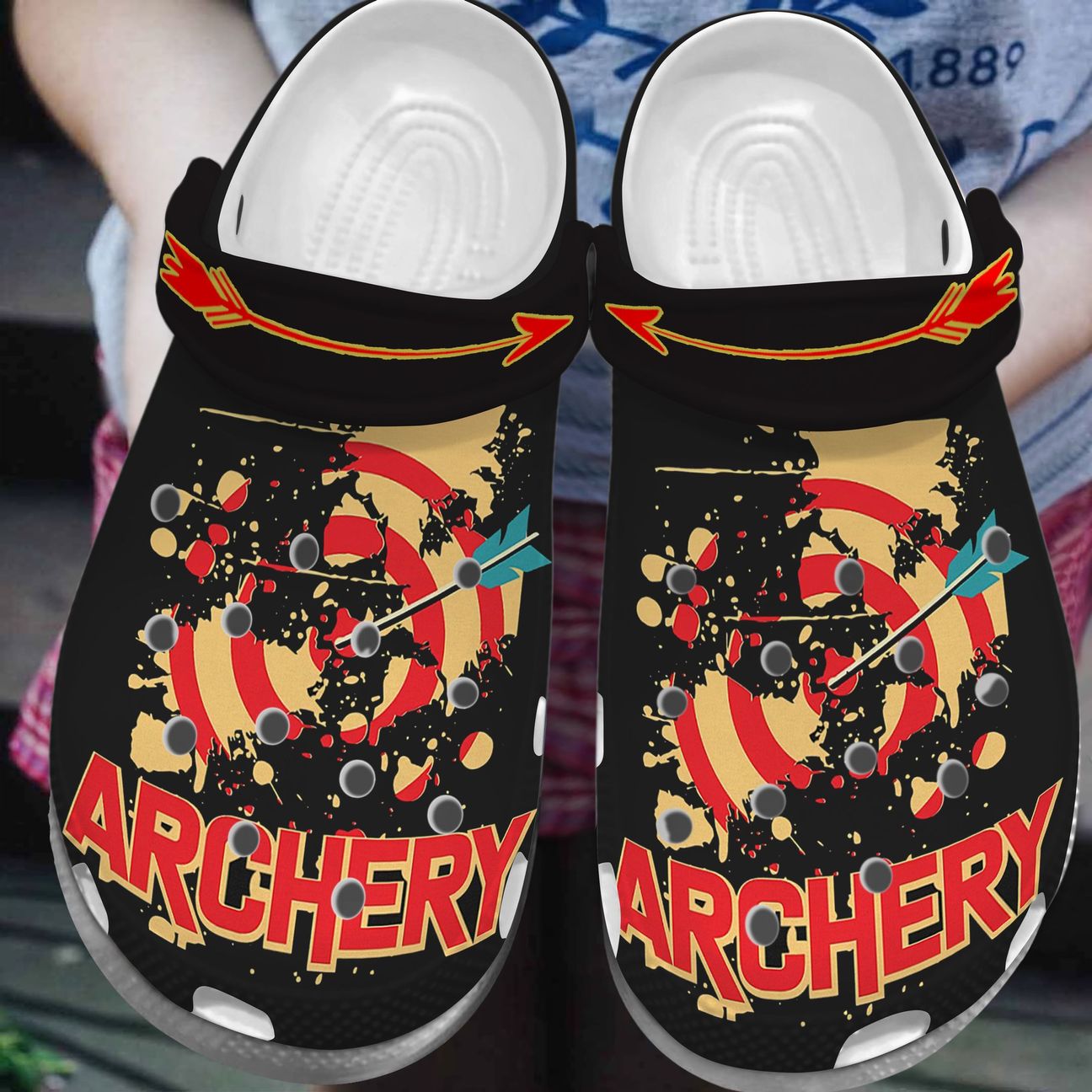 Archery Personalized Clog, Custom Name, Text, Color, Number Fashion Style For Women, Men, Kid, Print 3D Black Archery S