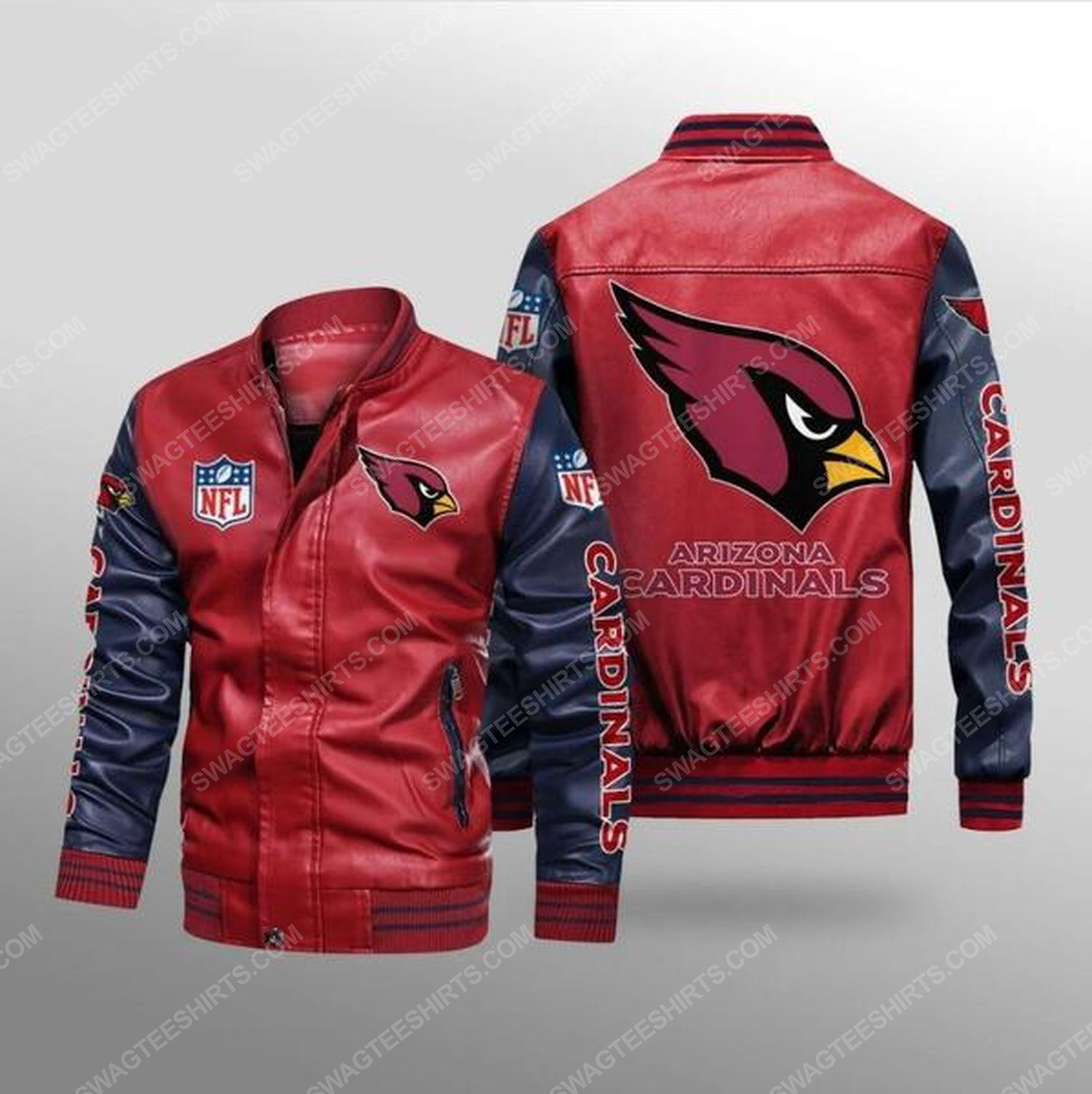 [Special Edition] Arizona Cardinals All Over Print Leather Bomber Jacket – Maria