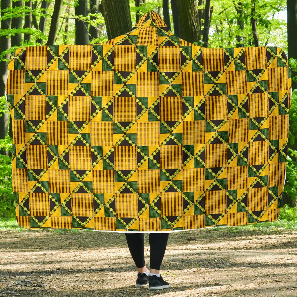 African Kente Print Pattern Hooded Blanket