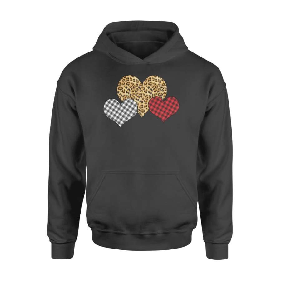 Valentine Plaid Leopard Three Hearts – Standard Hoodie