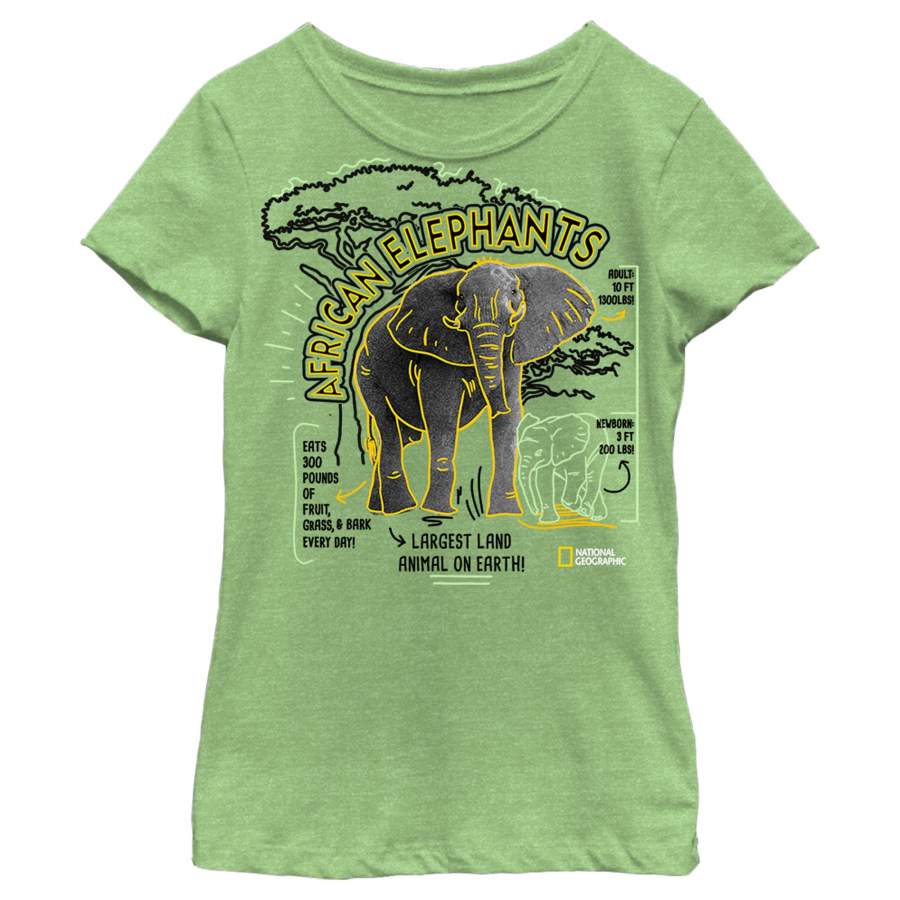 National Geographic Girl’s African Elephant Facts Doodle  T Shirt