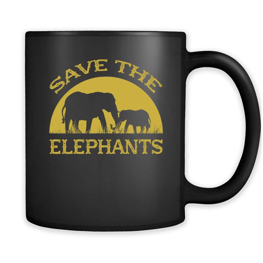 Save The Elephants – Full-Wrap Coffee Black Mug