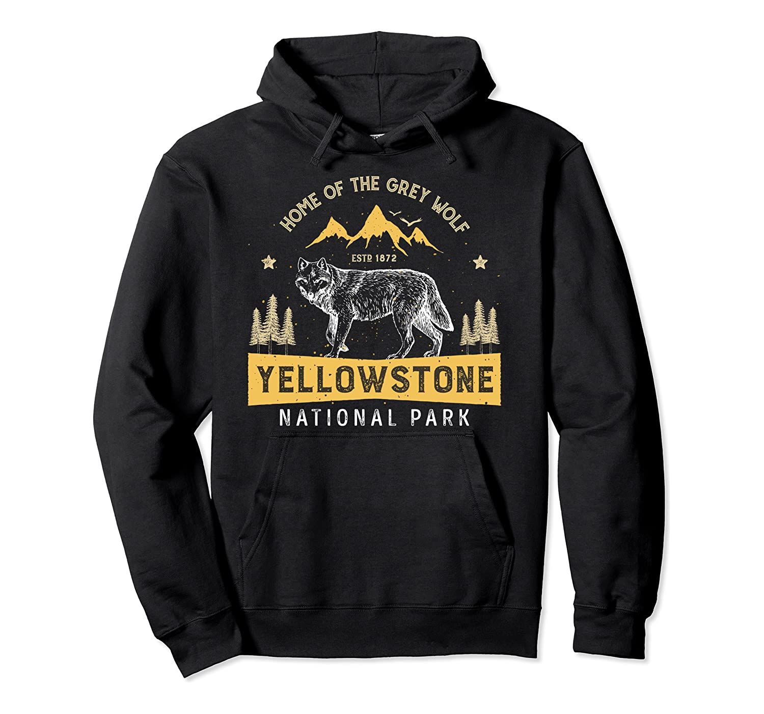 Yellowstone Hoodie National Park Wolf Vintage T Shirt Gift, T-Shirt, Sweatshirt