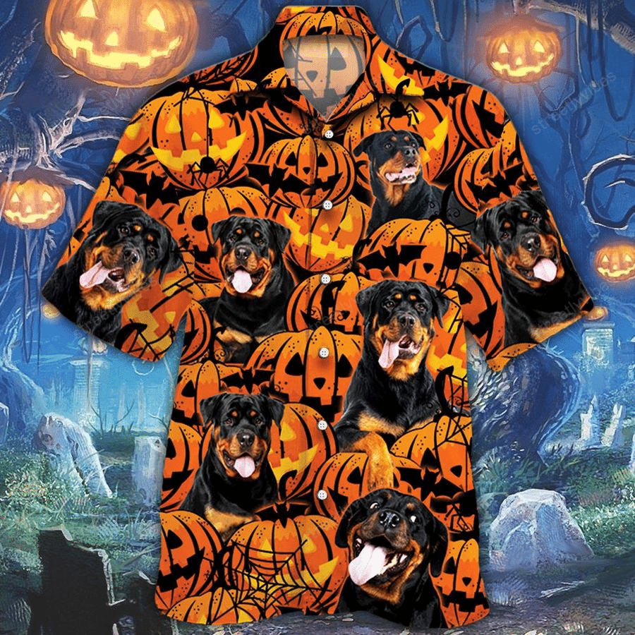 Halloween Gift Rottweiler Pumpkin Hawaiian Shirt Ha91670