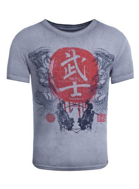 Print Shirt Dragons Fight Mit Samurai Druckmotiv Shirt