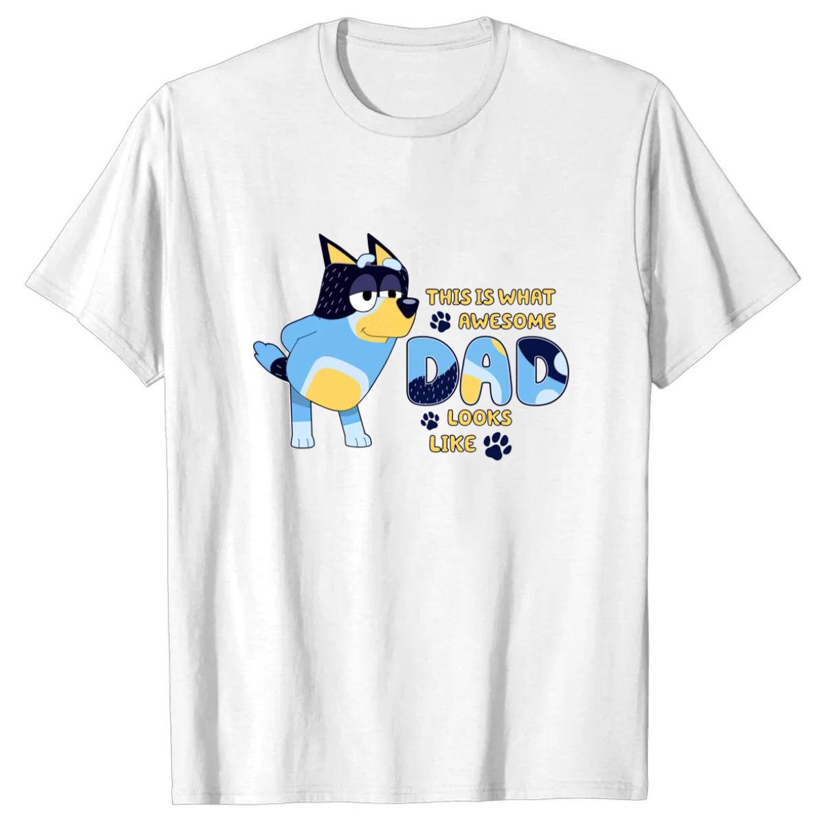 Bandit, This Is What an Awesome Dad Looks Like, Bluey Inspired Dog T-Shirt, Casual Cotton Menswear, Printed Graphic Tee, Dad Gift