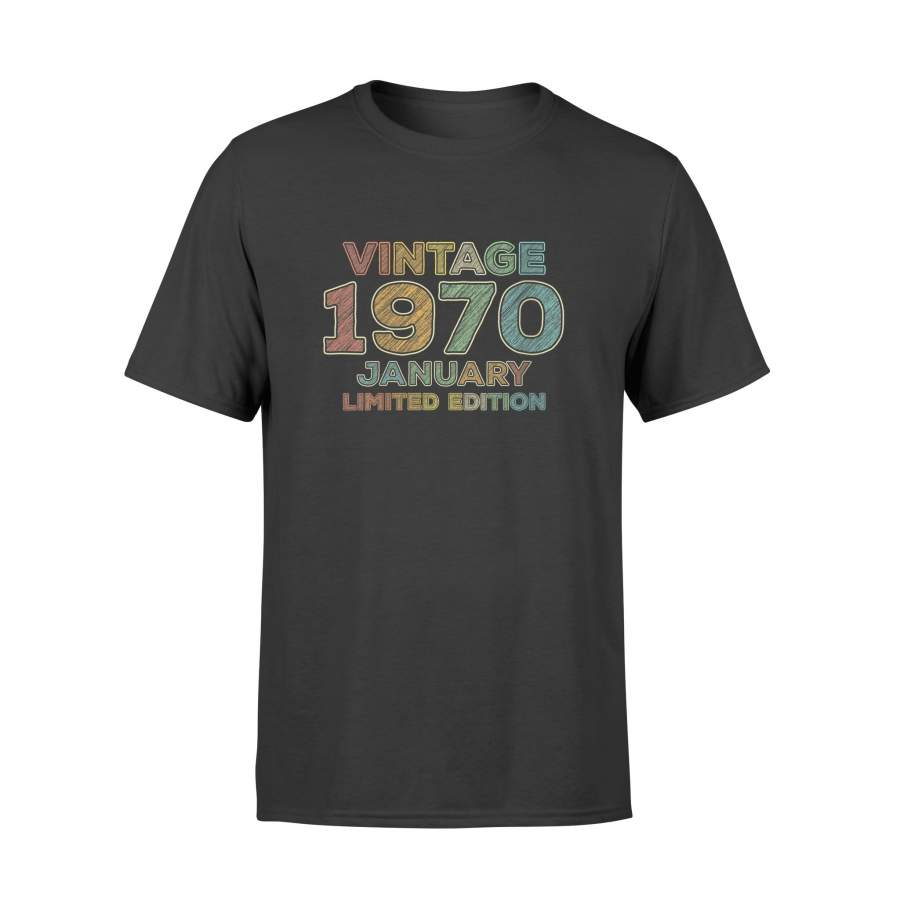 Birthday T Shirt – 50th Birthday Gift Vintage January 1970 Fifty Years Old T-Shirt – Standard T-shirt